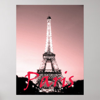 Affiche Paris Tour Eiffel rose