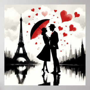 Affiche Paris Tour Eiffel Valentines Carte de Vacances