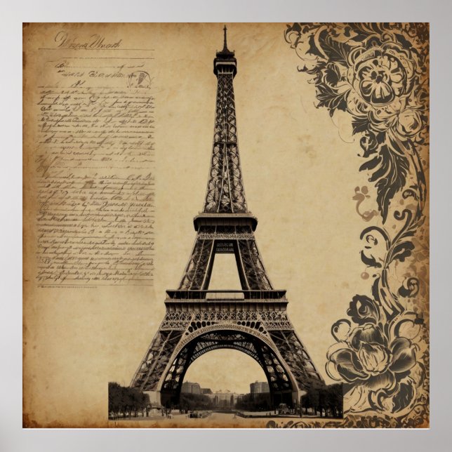 Affiche Paris Tour Eiffel Vintage (Devant)