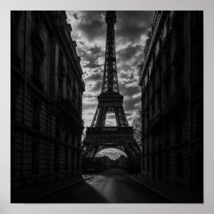 Affiche Paris Tour monochrome Vue sur Urban Street