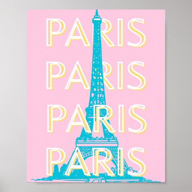 Affiche Paris Travel Art, Travel Art, Preppy, Rose (Devant)