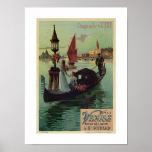 Affiche Paris Venise Italie voyage vintage et romantique