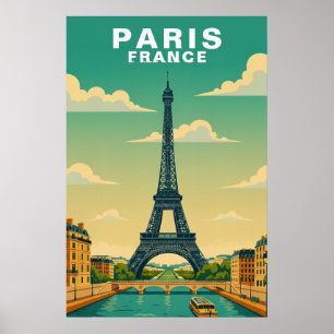 Affiche Paris vintage, France Paysage urbain Voyage