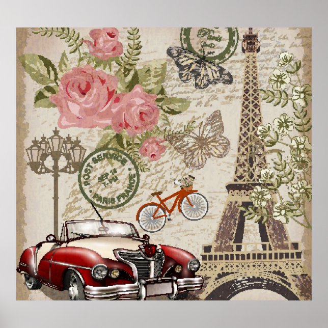 Affiche Paris Vintage : Style carte postale (Devant)