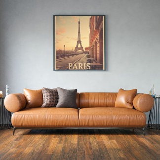 Affiche Paris Vintage Travel | Tour Eiffel Pastel 
