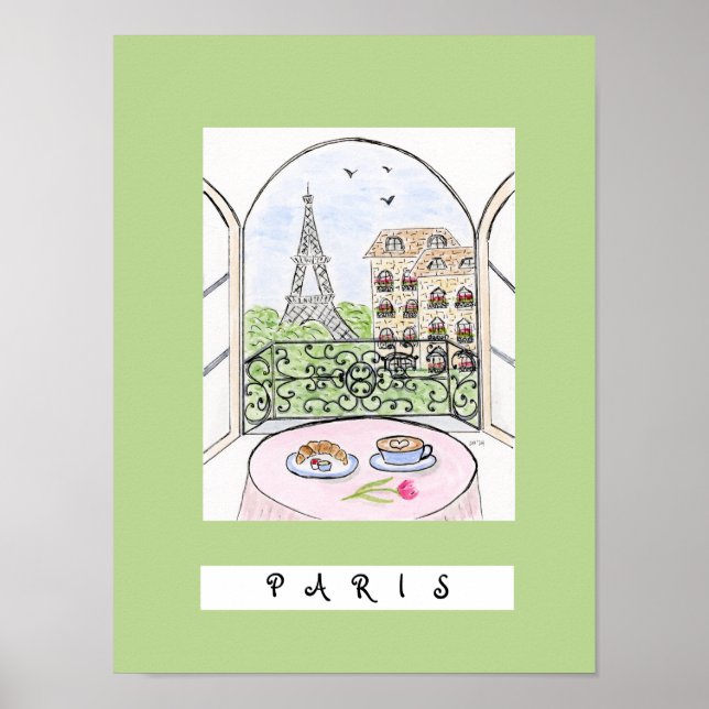 Affiche Paris Whimsical et Tour Eiffel "PARIS" (Devant)
