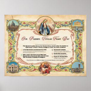 Affiche Parish Titulaire Fête Jour d'indulgence Plaque