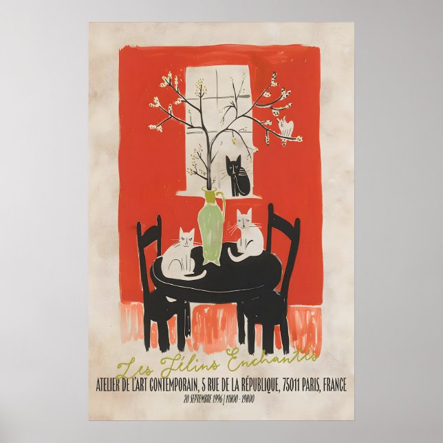 Affiche Parisian Cat Art Print Les Chats Enchantés (Devant)