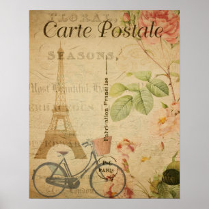 Affiche Parisien Vintage Avec Tour Eiffel