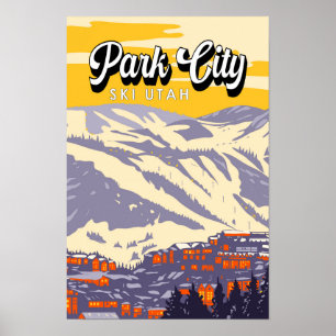 Affiche Park City Utah Zone Hivernale Vintage