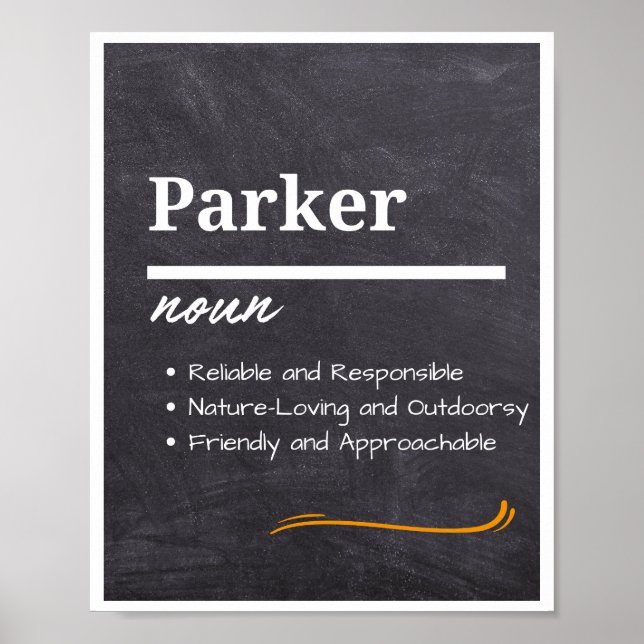 Affiche Parker, Garçon Nom Personnalisé Définition (Devant)