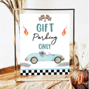 Affiche Parking Cadeau Seulement Blue Race Car Deux Annive