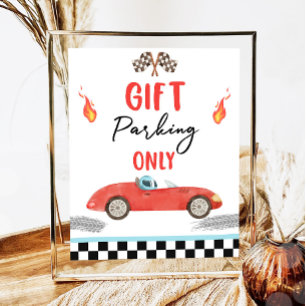 Affiche Parking Cadeau Seulement Red Race Car Deux Anniver