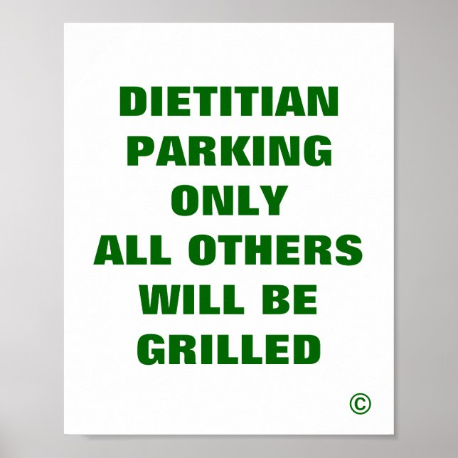 Affiche Parking Diététique Seulement Tous Les Autres Grill (Devant)