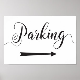 Affiche Parking Directions Sign Right Arrow for Weddings