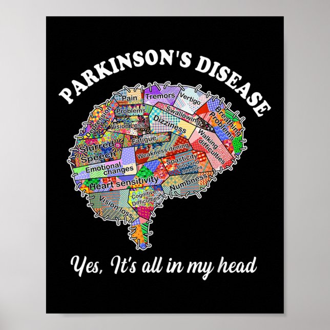 Affiche Parkinsons Maladie, oui, tout dans ma tête Cerveau (Devant)