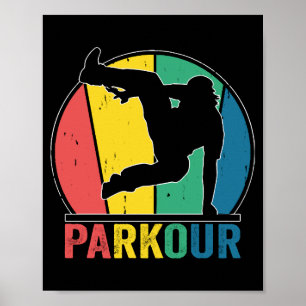Affiche Parkour Free Running Training Traceur Retro