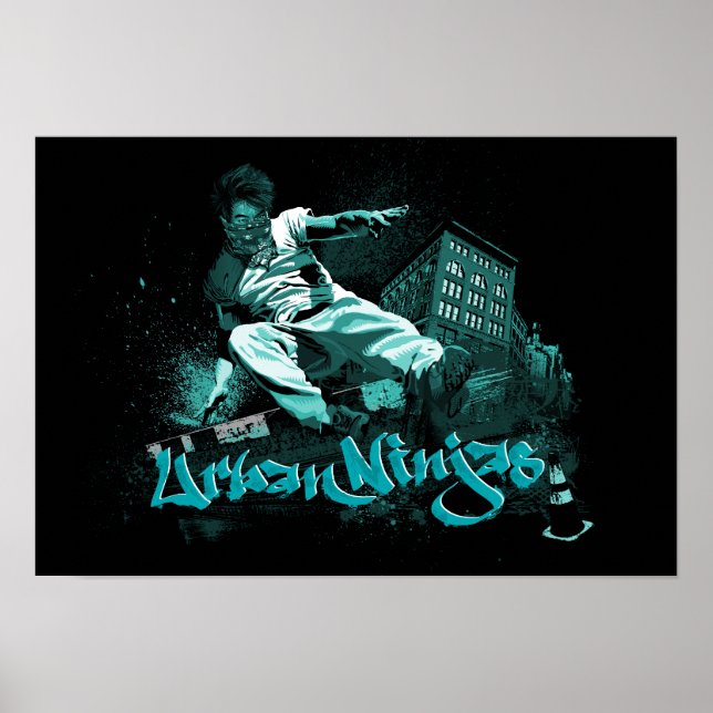 Affiche Parkour - Ninjas urbain Turquoise (Devant)