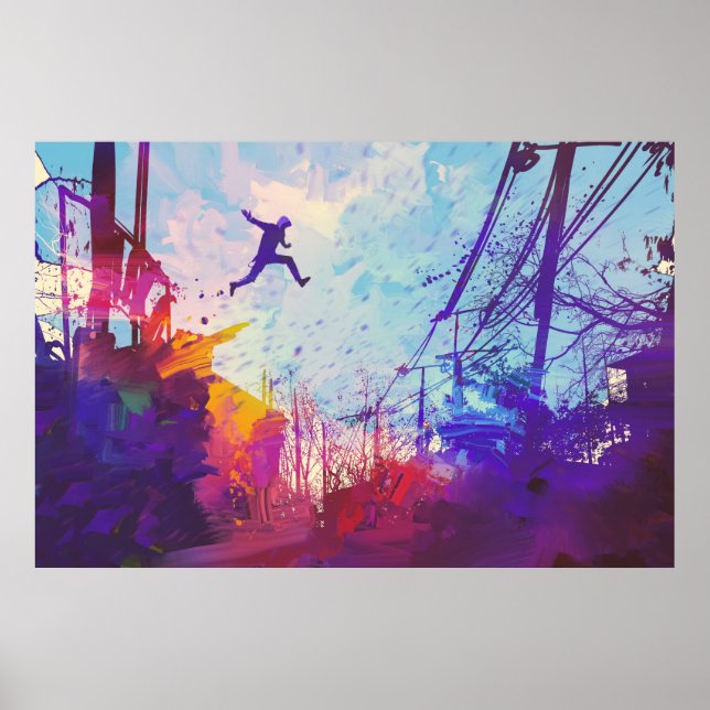 Affiche Parkour Urban Free Runling Freestyling Art Moderne (Devant)