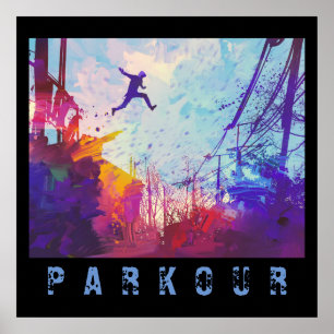 Affiche Parkour Urban Free Runling Freestyling Art Moderne