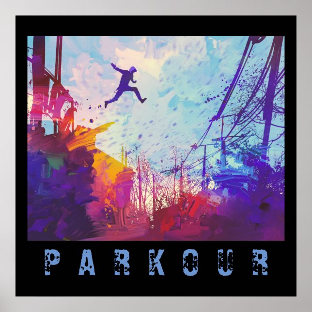 Affiche Parkour Urban Free Runling Freestyling Art Moderne (Devant)