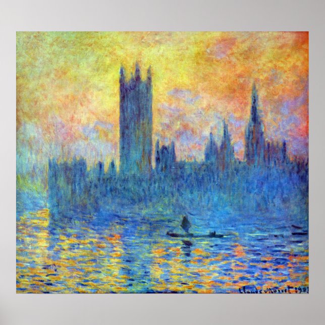 Affiche Parlement de Londres en hiver par Claude Monet (Devant)