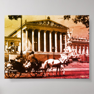 Affiche Parlement de Vienne Autriche vintage