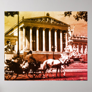 Affiche Parlement vintage Autriche Vienne