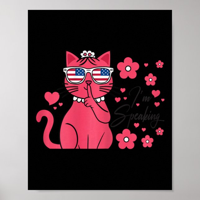 Affiche Parler Kamala Harris Funny Pink Cat Kamala 2024 (Devant)