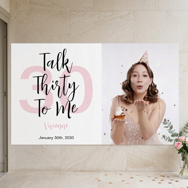 Affiche Parler trente à moi rose moderne Talk Thirty To Me (Modern Talk Thirty To Me Pink 30th Birthday Party Poster)
