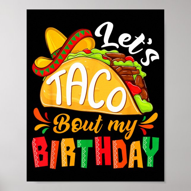Affiche Parlons taco de fête d'anniversaire drôle mexicain (Devant)