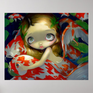 Affiche Parmi les Koi ART IMPRIMER sirène de poisson grand