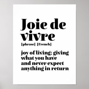 Affiche Parole française inspirante Joie de la vie Joie Vi
