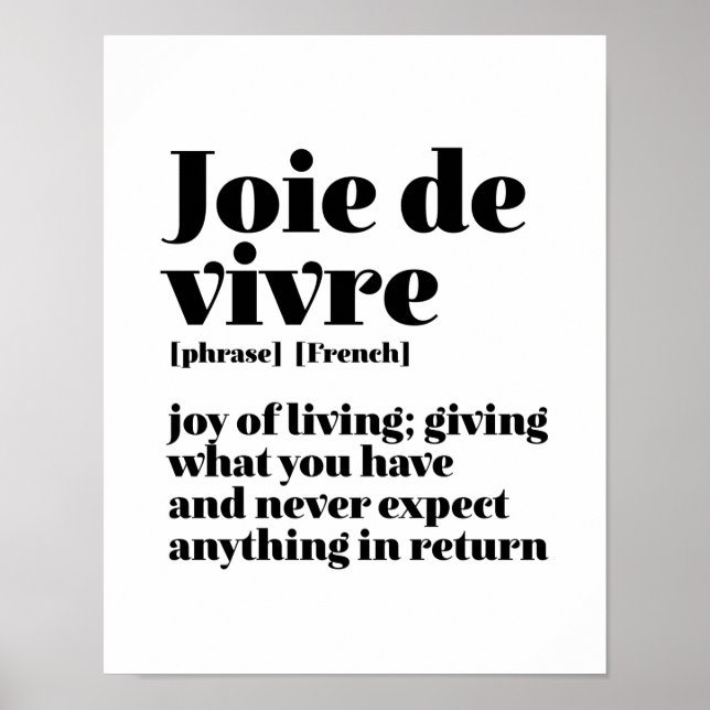 Affiche Parole française inspirante Joie de la vie Joie Vi (Devant)
