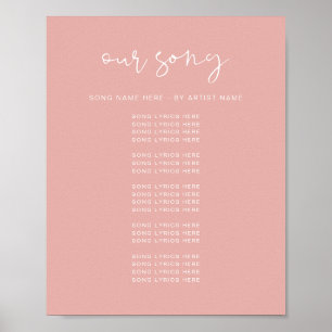 Affiche Paroles de chanson de mariage rose pastel vibrant 
