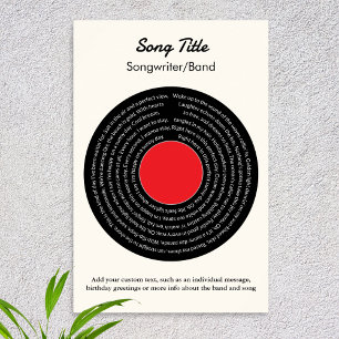 Affiche Paroles de chanson personnalisées Disque vinyle ré