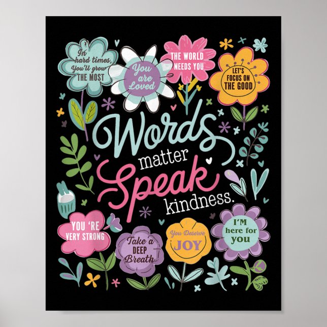 Affiche Paroles de gentillesse florale insrationnelle posi (Devant)