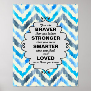 Affiche Paroles d'encouragement en chevron bleu et blanc
