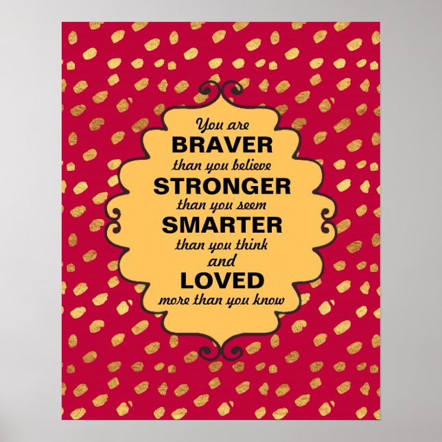 Affiche Paroles d'encouragement rouges et dorées (Devant)