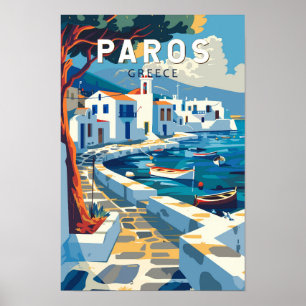 Affiche Paros Grèce Voyage Art Rétro