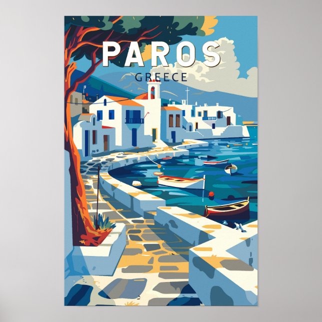 Affiche Paros Grèce Voyage Art Rétro (Devant)