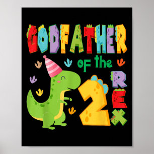 Affiche Parrain Des Deux Rex 2e Anniversaire Garçon Dinosa