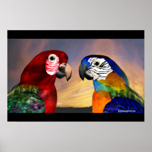 AFFICHE PARROS HYPER / ARBRE ROUGE ET BLEU