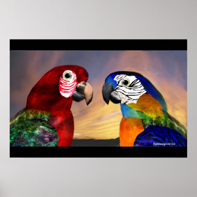 AFFICHE PARROS HYPER / ARBRE ROUGE ET BLEU (Devant)