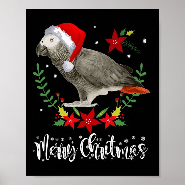 Affiche Parrot gris africain de Noël (Devant)
