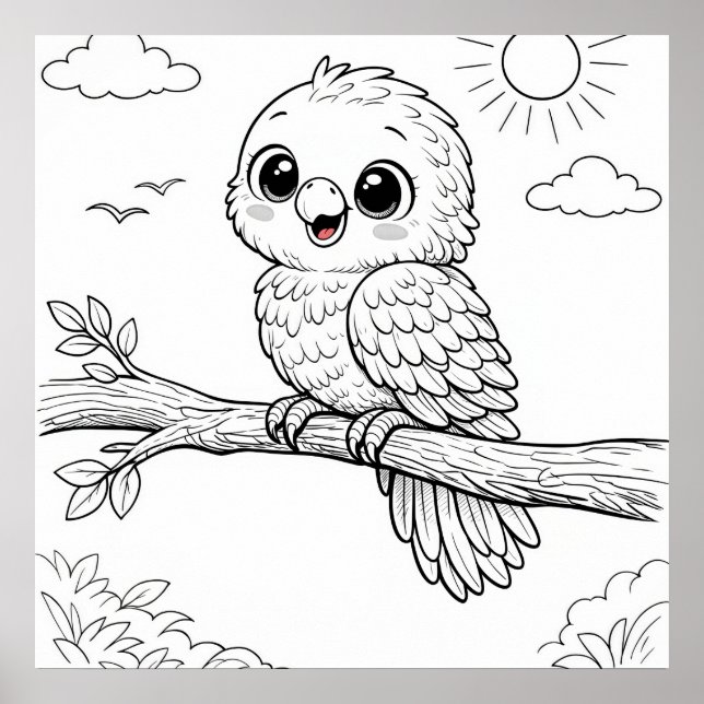 Affiche Parrot Nursery Kids Coloring Page  (Devant)