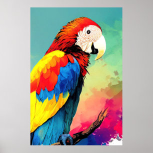 Affiche Parrot Oiseau Sauvage Nature Animal Couleur Art Pe