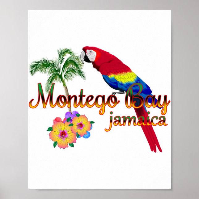 Affiche Parrot tropical de la baie de Montego en Jamaïque (Devant)