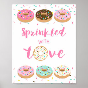 Affiche Parsemé d'amour rose beignets de douche Panneau