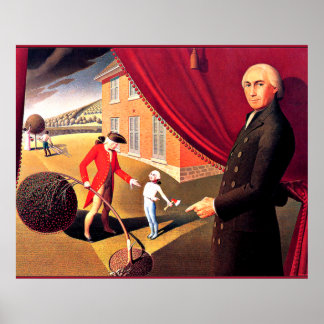 Affiche Parson Weem's Fable, art de Grant Wood,